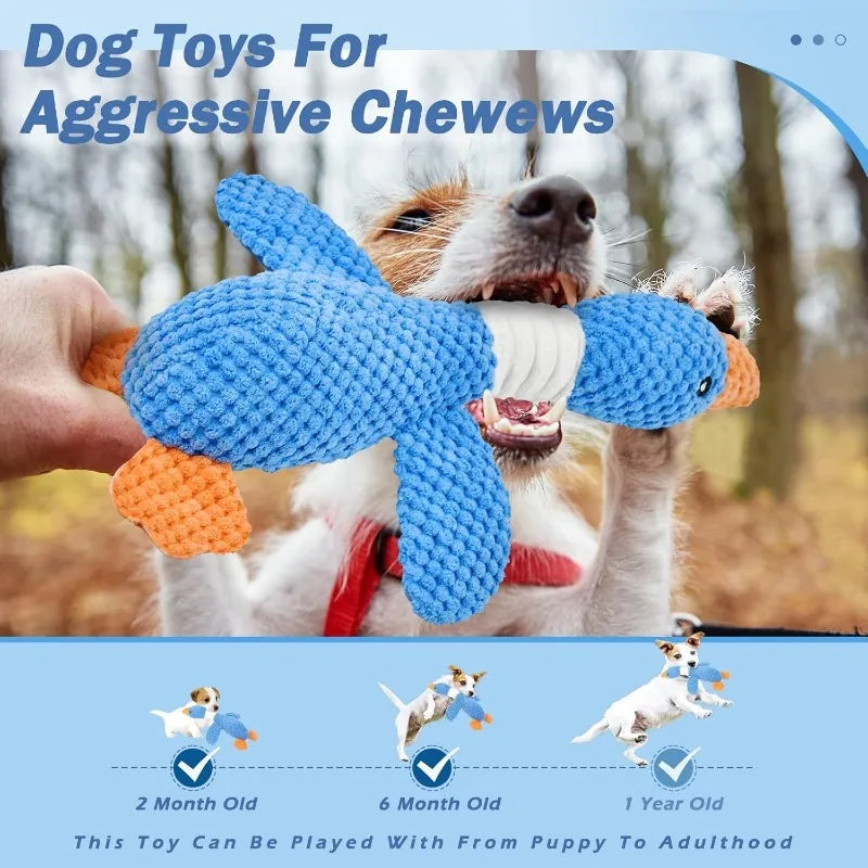 Long-Neck Honking Goose Dog Toy – Tough Pineapple-Grid Plush for Puppies & Adults
