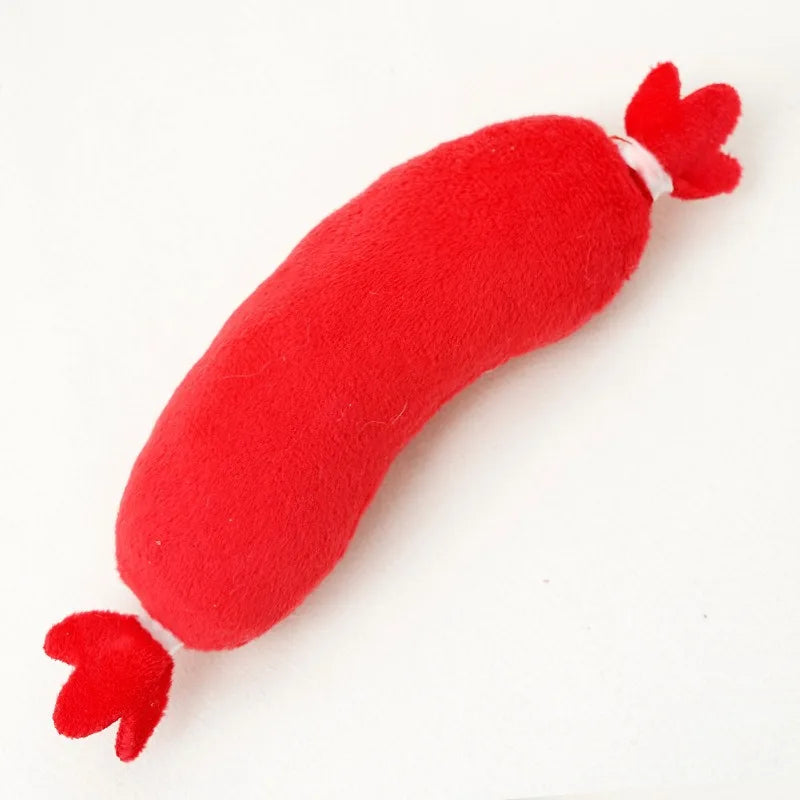 Peluche "Hot Dog" con sonido chirriante: juguete interactivo de vellón para masticar y rechinar los dientes para cachorros.