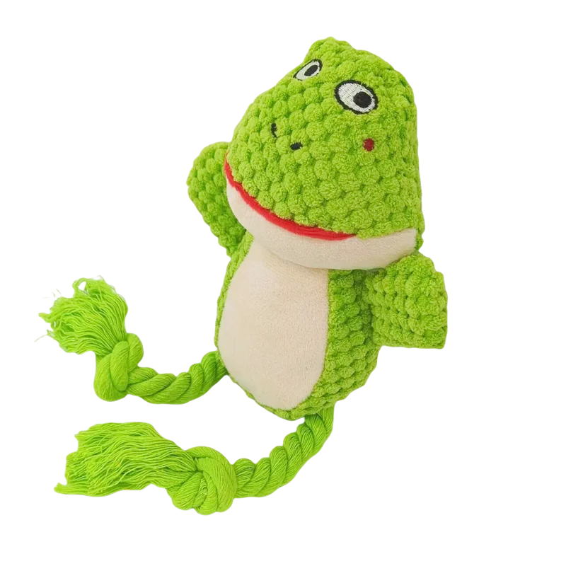 Animal Buddy Squeaker Dog Toy – Interactive Plush & Rope Chew for Puppies & Adults