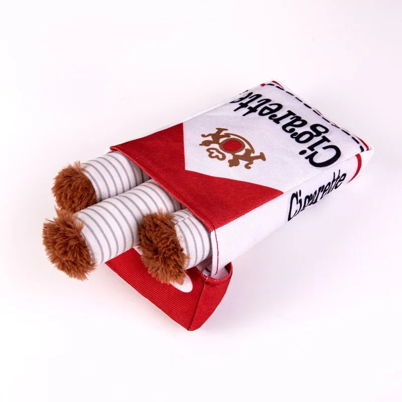 "The Bad Habit" Cigarette Plush Squeaker Set – Interactive Funny Dog Toy
