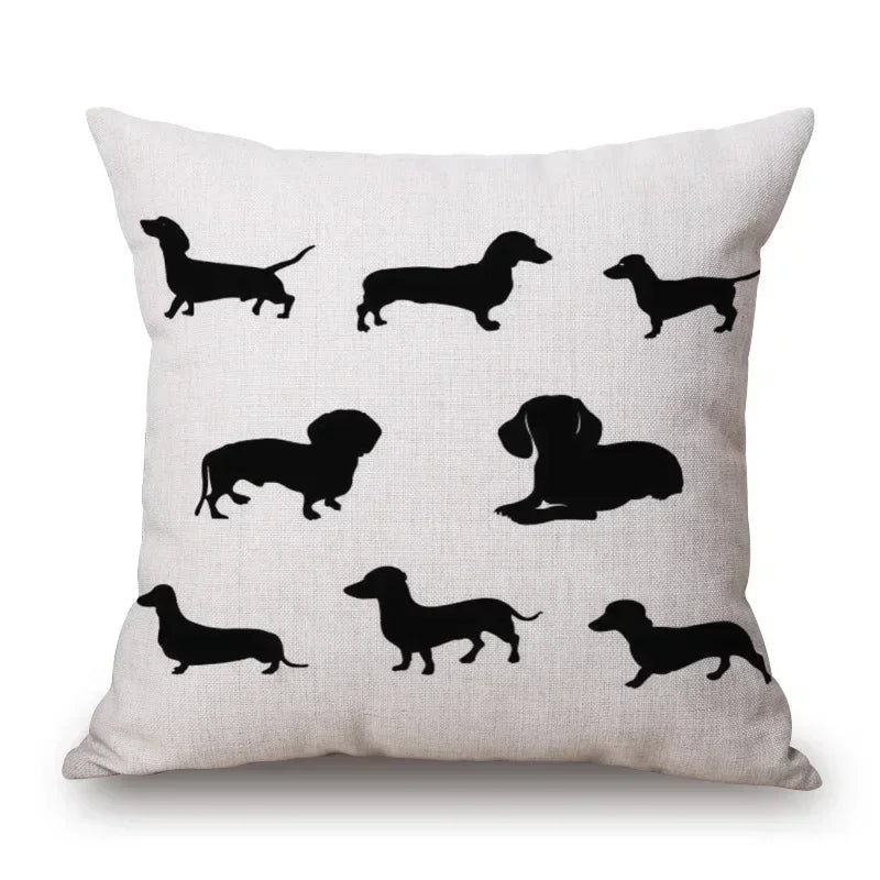 Hand Painting Dachshund Dog Posters Cushion Covers Sausage Pet Animals Pillowcase Decorative Pillows for Sofa