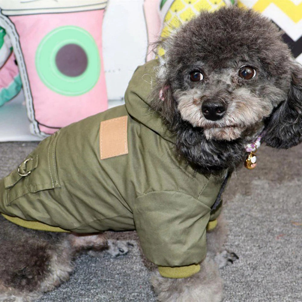Sherpa-Lined Winter Dog Jacket – Windproof Quilted Puppy Hoodie