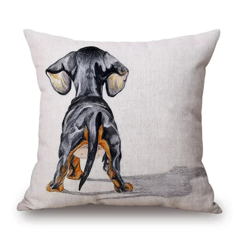 Hand Painting Dachshund Dog Posters Cushion Covers Sausage Pet Animals Pillowcase Decorative Pillows for Sofa