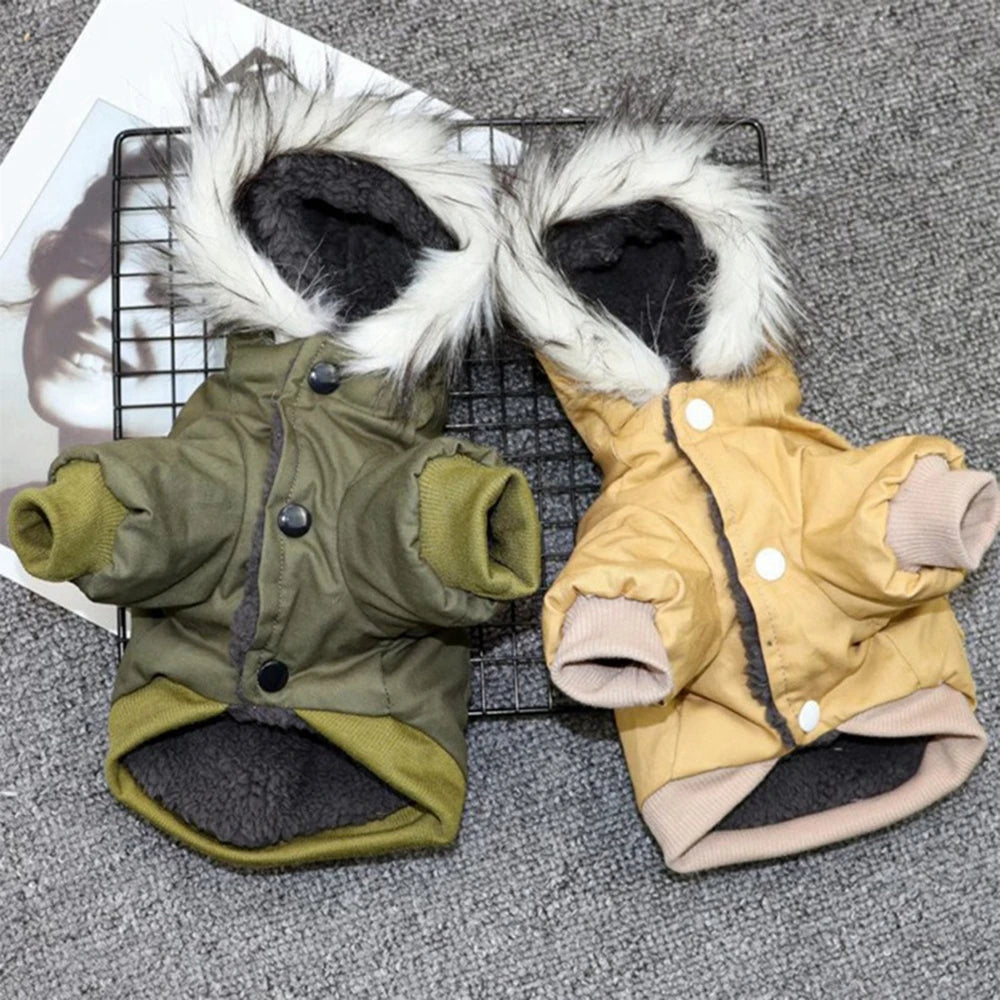 Sherpa-Lined Winter Dog Jacket – Windproof Quilted Puppy Hoodie