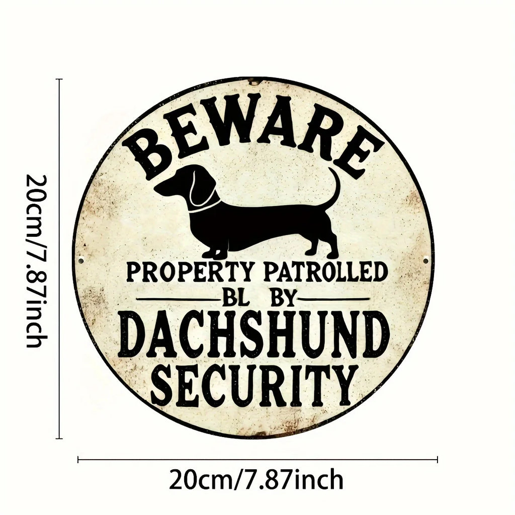 Dachshund Property Patrol Safety Sign - Durable Aluminum, Perfect for Outdoor Cafes & Bars, Sausage Dog, Traffic, Perfect for Ro