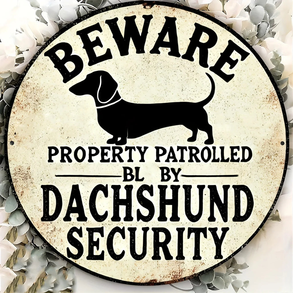 Dachshund Property Patrol Safety Sign - Durable Aluminum, Perfect for Outdoor Cafes & Bars, Sausage Dog, Traffic, Perfect for Ro