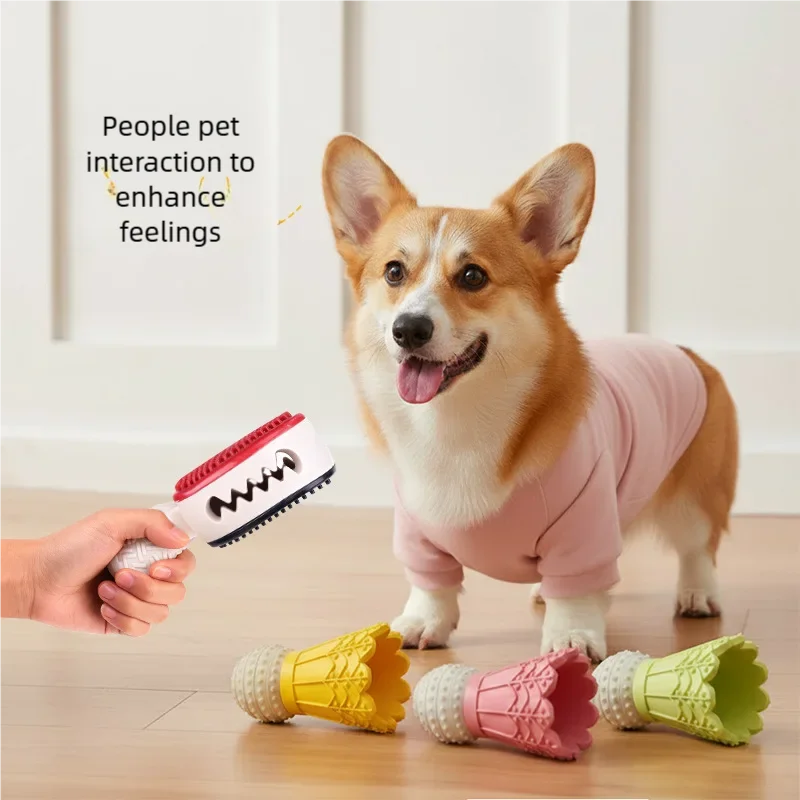 Juguete para perros Smash-Hit Shuttlecock: rompecabezas de goma resistente con dispensador de premios