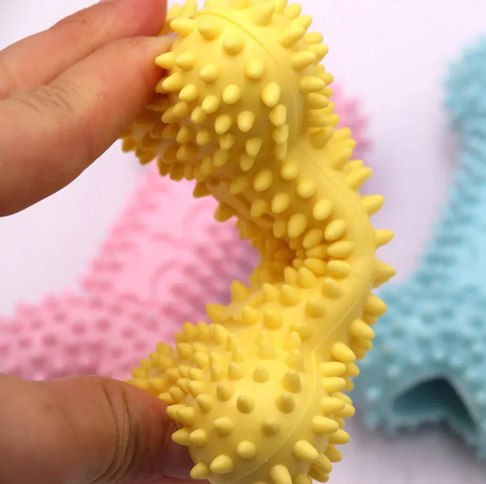 Durable Bone Teether & Dental Dog Toy – Bite-Resistant Soft Rubber Chew for Small Dogs