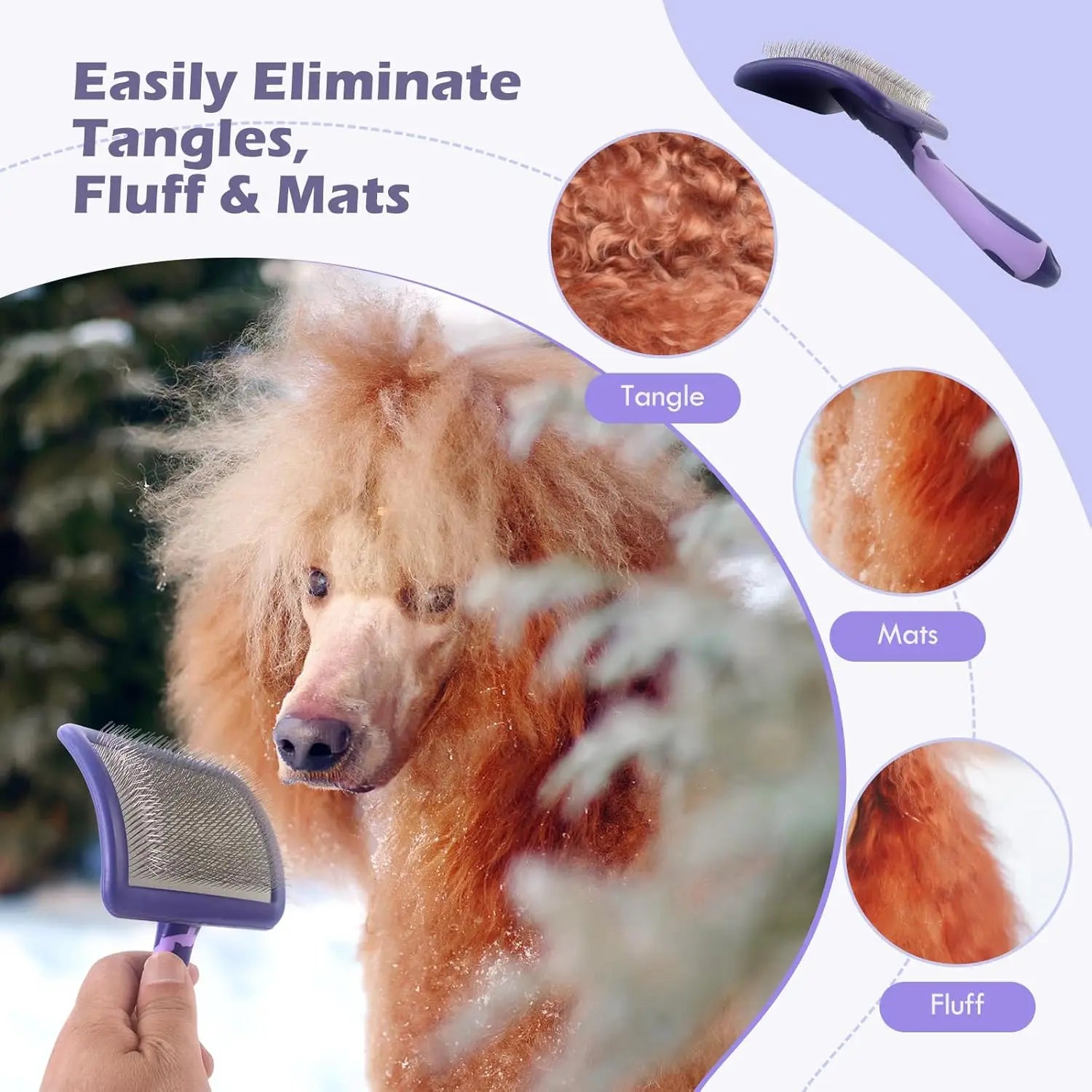 Professional Pet Grooming Brush – Dematting & Detangling Tool for All Hair Types