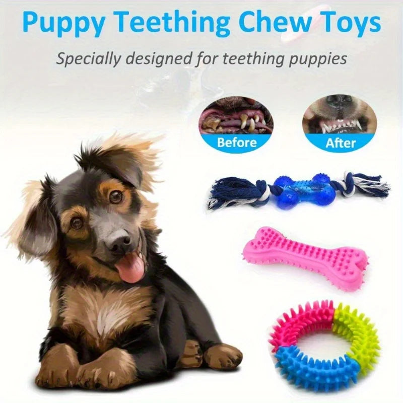 Ultimate 15-Piece Dog Toy Variety Bundle – Durable Rope Tugs, Rubber Balls, Chew Sticks & More