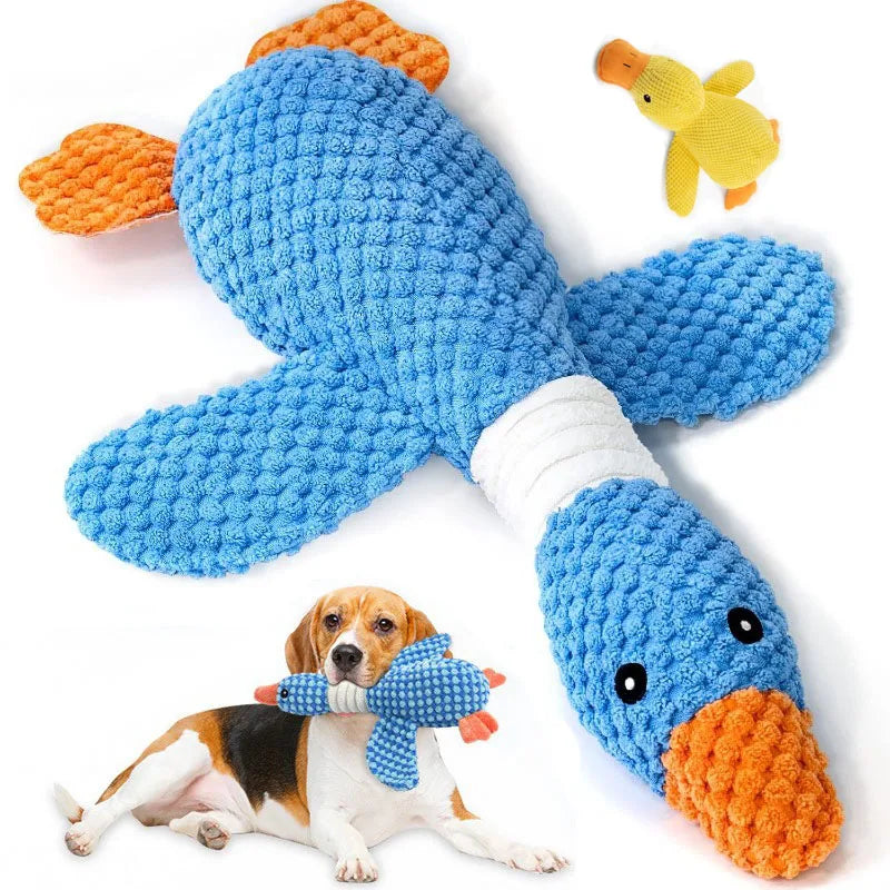 Long-Neck Honking Goose Dog Toy – Tough Pineapple-Grid Plush for Puppies & Adults