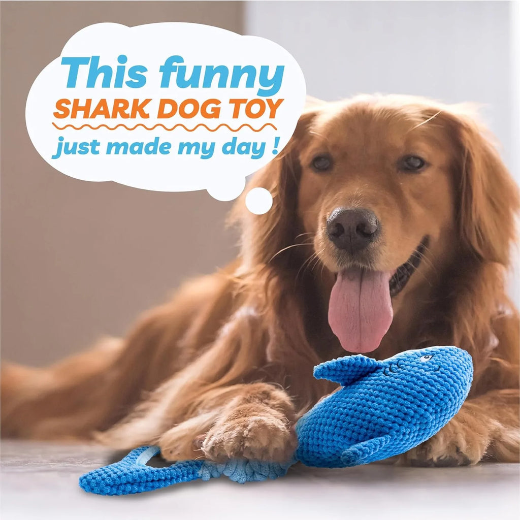 Stretchy Shark Squeaker Dog Toy – Interactive Tug & Heavy-Duty Plush Chew
