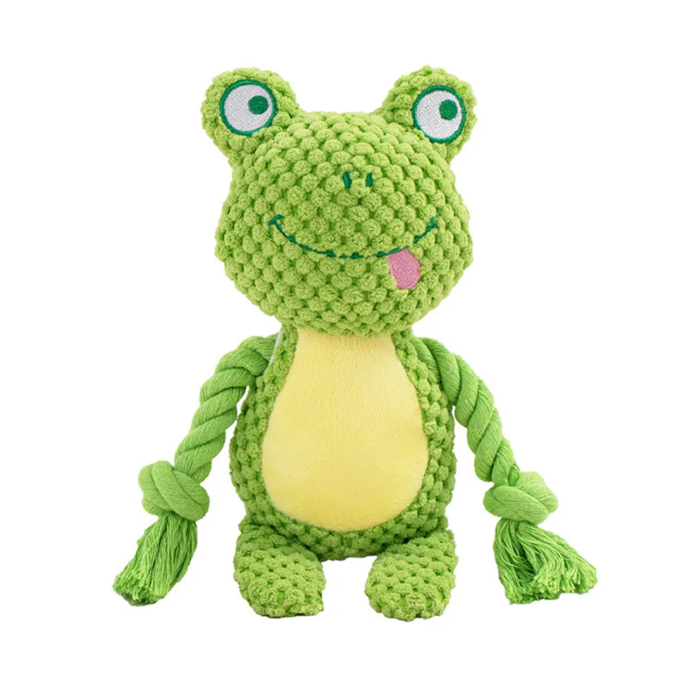 Animal Lover Squeaker Dog Toy – Interactive Rope & Crinkle Character
