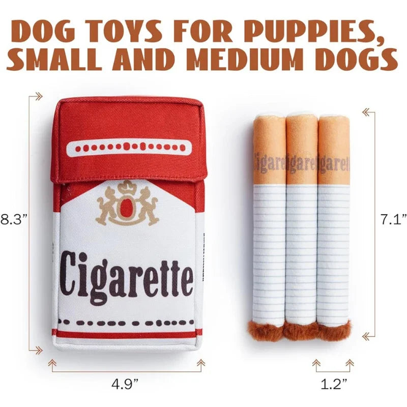 "The Bad Habit" Cigarette Plush Squeaker Set – Interactive Funny Dog Toy