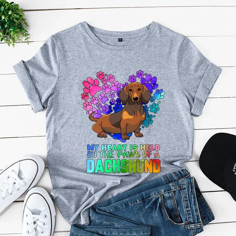 "Dachshund Mom" Premium Modal Tee – Soft Breathable Graphic T-Shirt with Vintage Harajuku Style