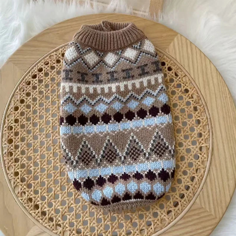 Bohemia Sweater for Wiener Dogs Autumn Hand-knitted Soft Coat for Badger Dogs Thick Warm Loungewear for Dachshund Small Mid Dogs