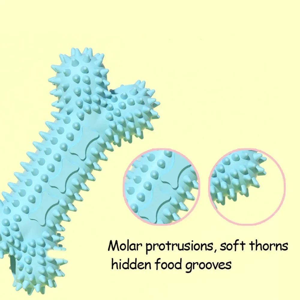 Durable Bone Teether & Dental Dog Toy – Bite-Resistant Soft Rubber Chew for Small Dogs