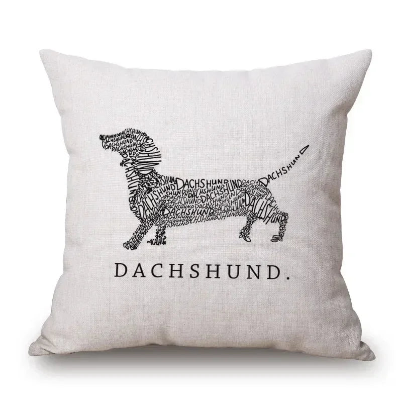 Hand Painting Dachshund Dog Posters Cushion Covers Sausage Pet Animals Pillowcase Decorative Pillows for Sofa
