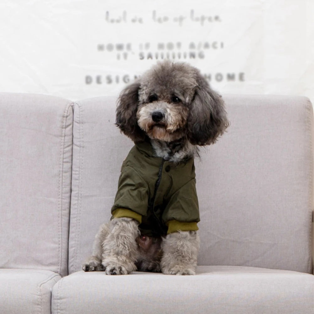 Sherpa-Lined Winter Dog Jacket – Windproof Quilted Puppy Hoodie