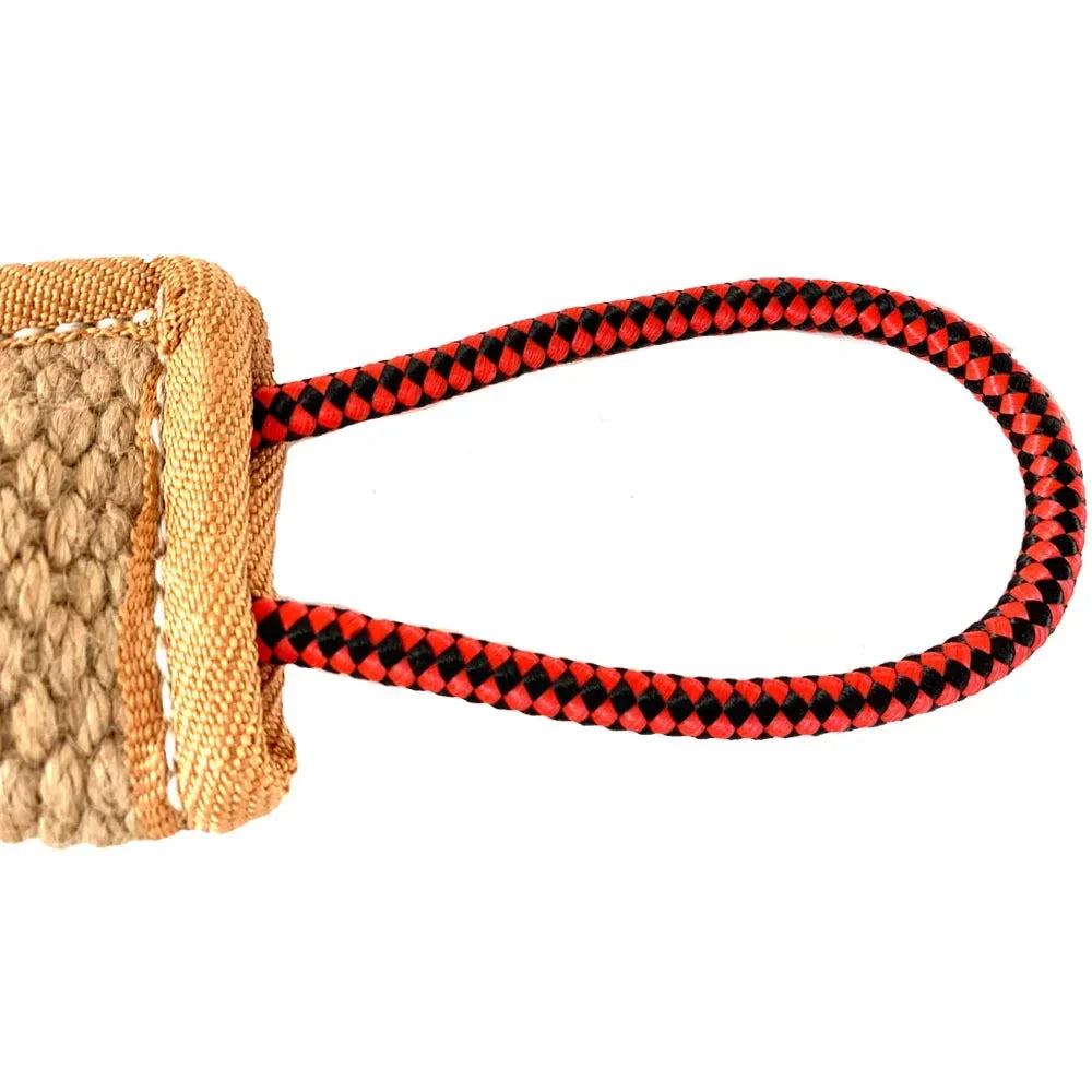 Heavy-Duty Jute Dog Tug Toy – Professional Bite Pillow with Dual Reinforced Handles for Training & Play