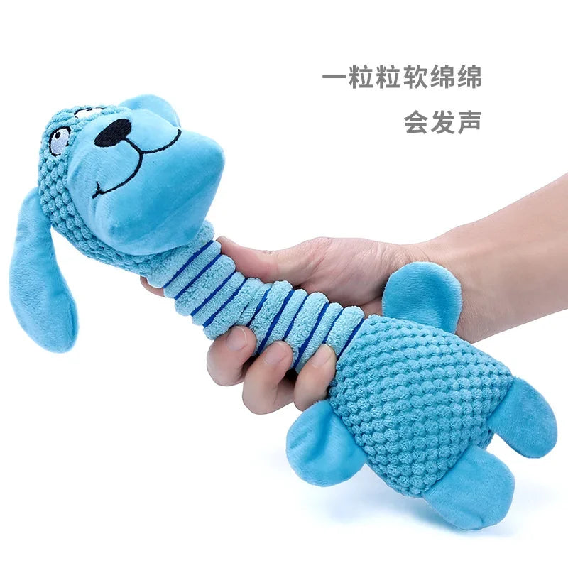 Bite-Resistant Squeaky Animal Dog Toy – Durable Ribbed Plush for Small & Medium Dogs