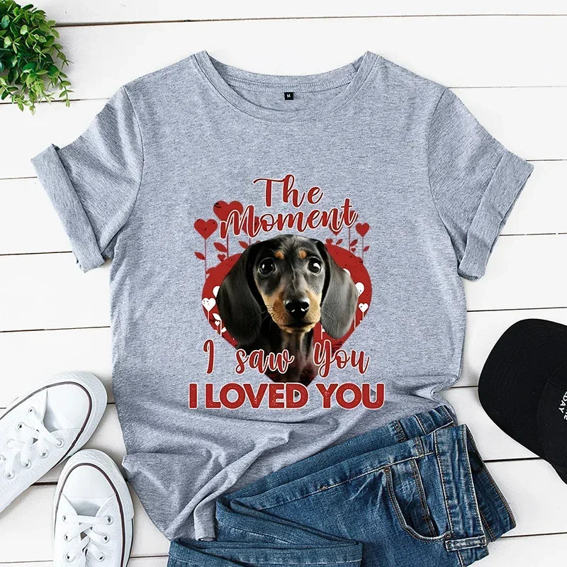 Dachshund Mom Print Women's Clothing Dog Lover T-Shirts Cartoon Animals Female Tops Vintage Clothes Oversized Women New T-Shirts