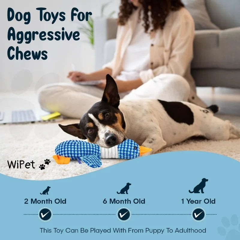 Long-Neck Honking Goose Dog Toy – Tough Pineapple-Grid Plush for Puppies & Adults