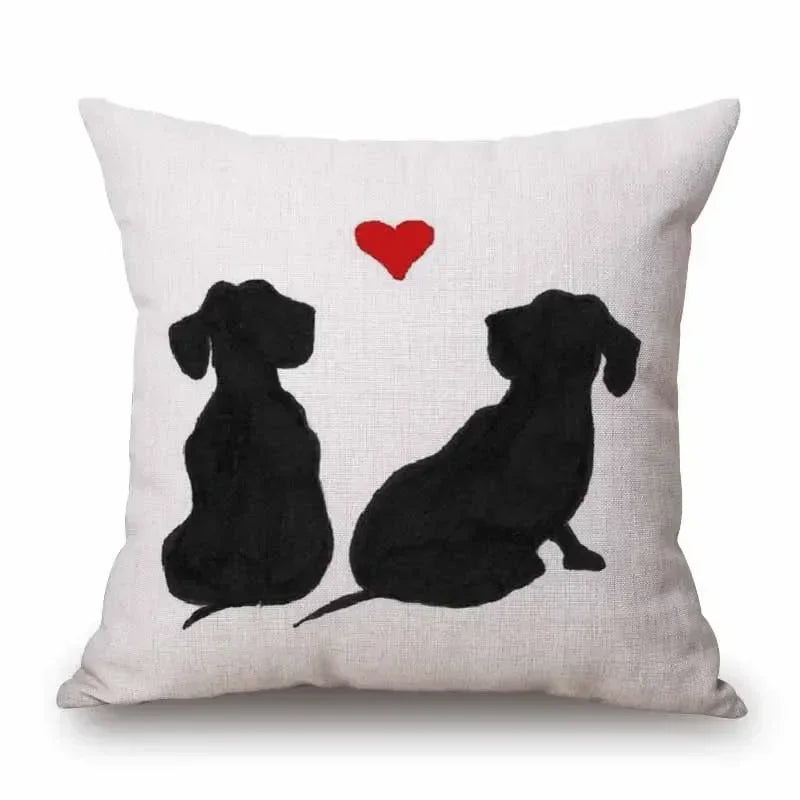 Hand Painting Dachshund Dog Posters Cushion Covers Sausage Pet Animals Pillowcase Decorative Pillows for Sofa