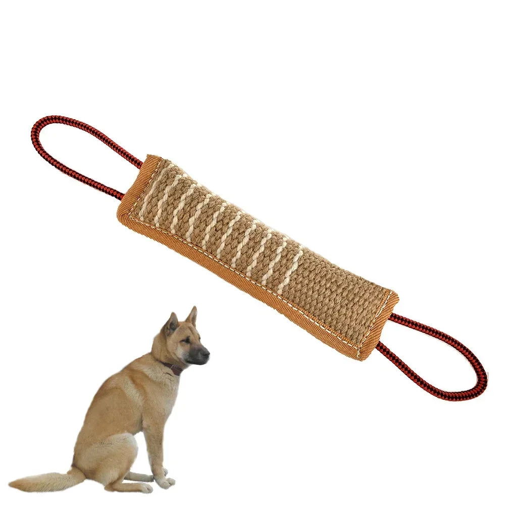 Heavy-Duty Jute Dog Tug Toy – Professional Bite Pillow with Dual Reinforced Handles for Training & Play