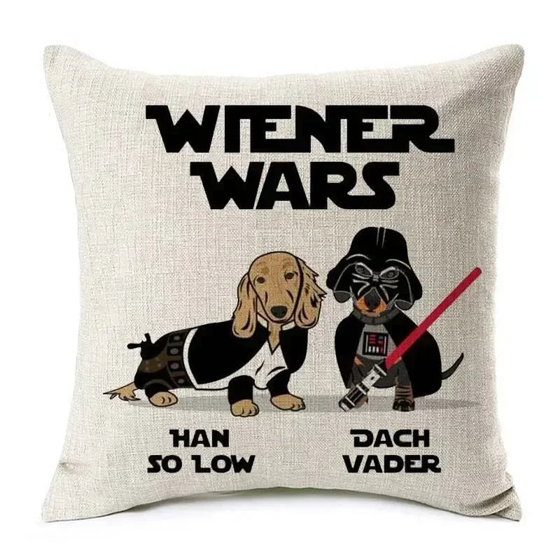 Hand Painting Dachshund Dog Posters Cushion Covers Sausage Pet Animals Pillowcase Decorative Pillows for Sofa
