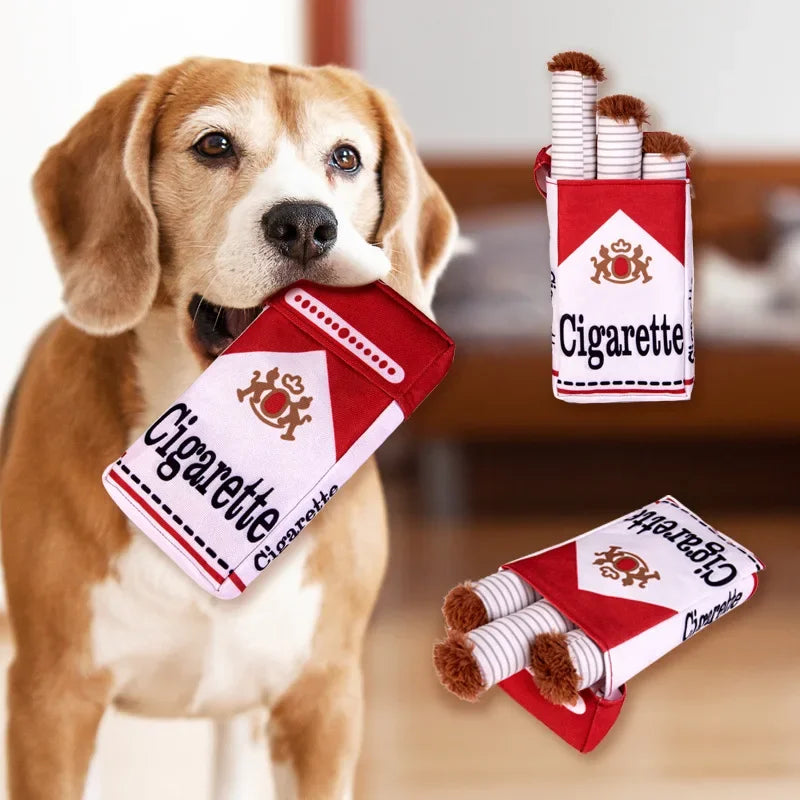 "The Bad Habit" Cigarette Plush Squeaker Set – Interactive Funny Dog Toy