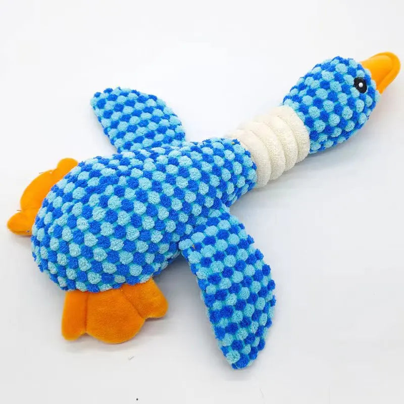 Long-Neck Honking Goose Dog Toy – Tough Pineapple-Grid Plush for Puppies & Adults