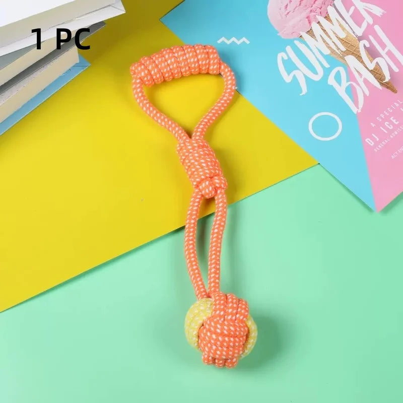 Durable Cotton Rope Ball Toy – Interactive Tug, Fetch & Teeth Cleaning Chew for All Dogs