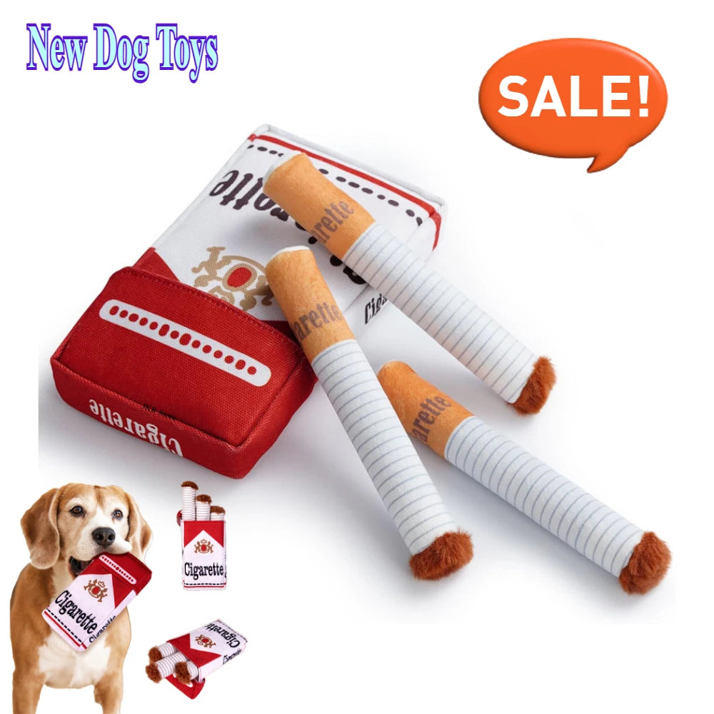 "The Bad Habit" Cigarette Plush Squeaker Set – Interactive Funny Dog Toy