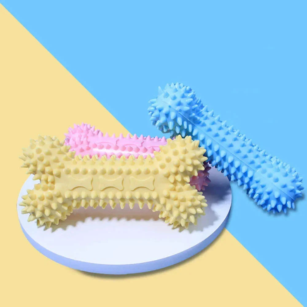Durable Bone Teether & Dental Dog Toy – Bite-Resistant Soft Rubber Chew for Small Dogs