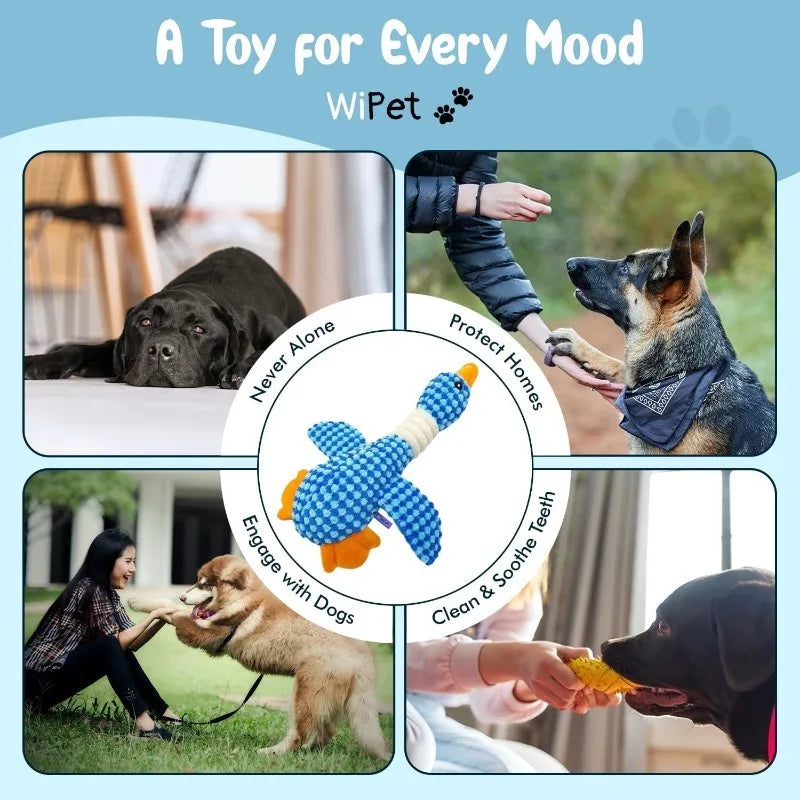 Long-Neck Honking Goose Dog Toy – Tough Pineapple-Grid Plush for Puppies & Adults