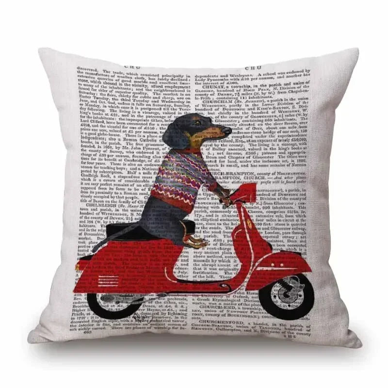Hand Painting Dachshund Dog Posters Cushion Covers Sausage Pet Animals Pillowcase Decorative Pillows for Sofa