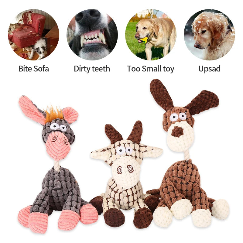 Barnyard Bestie Donkey Dog Toy – Durable Plush Squeaker for Large Dogs