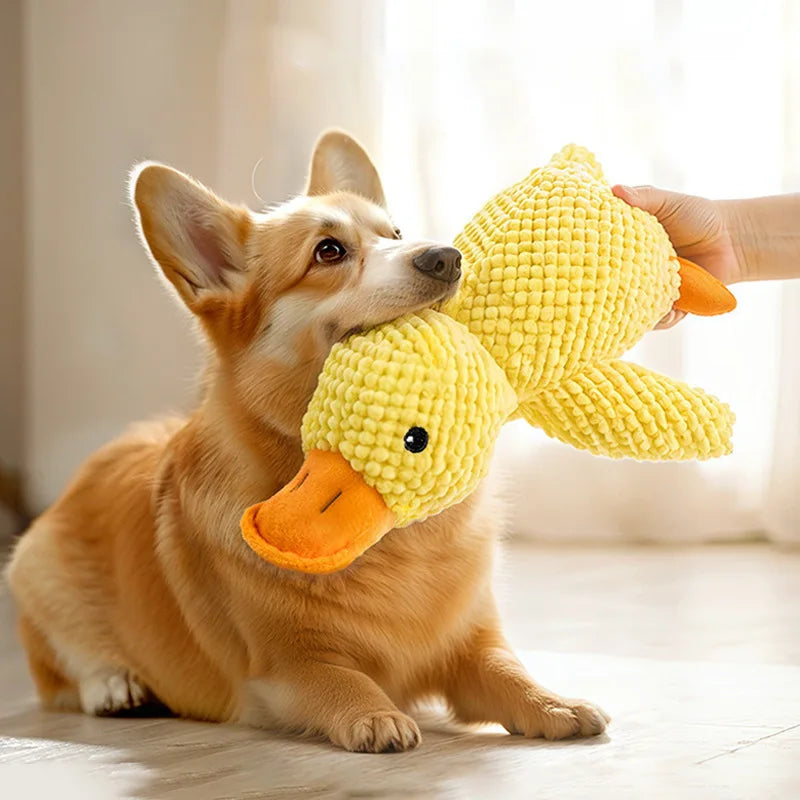 Long-Neck Honking Goose Dog Toy – Tough Pineapple-Grid Plush for Puppies & Adults