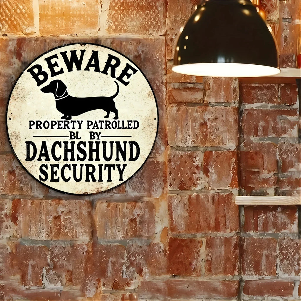 Dachshund Property Security Sign – Durable Weatherproof Aluminum Safety Plaque for Outdoor & Indoor Use