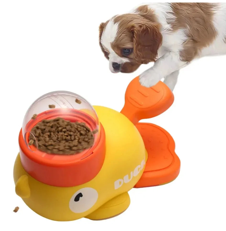 Juguete interactivo para perros Wobble-Duck: comedero lento y dispensador de golosinas que potencia el coeficiente intelectual