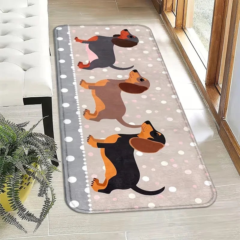 Dachshund-Themed Non-Slip Doormat Cute Home Entrance Rug, for Living Room, Bedroom, Bathroom, Kitchen, and Outdoor Spaces