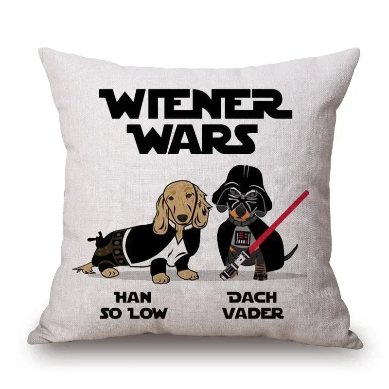 Hand Painting Dachshund Dog Posters Cushion Covers Sausage Pet Animals Pillowcase Decorative Pillows for Sofa