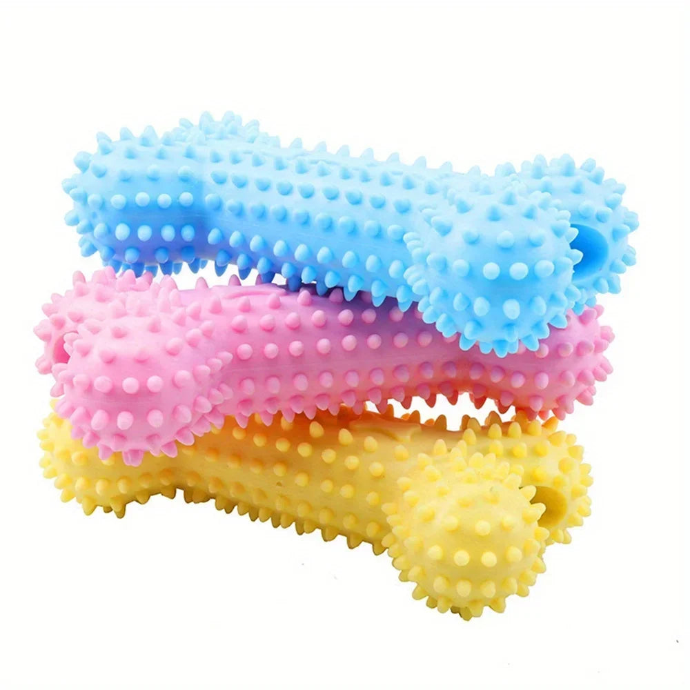 Durable Bone Teether & Dental Dog Toy – Bite-Resistant Soft Rubber Chew for Small Dogs
