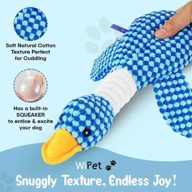 Long-Neck Honking Goose Dog Toy – Tough Pineapple-Grid Plush for Puppies & Adults