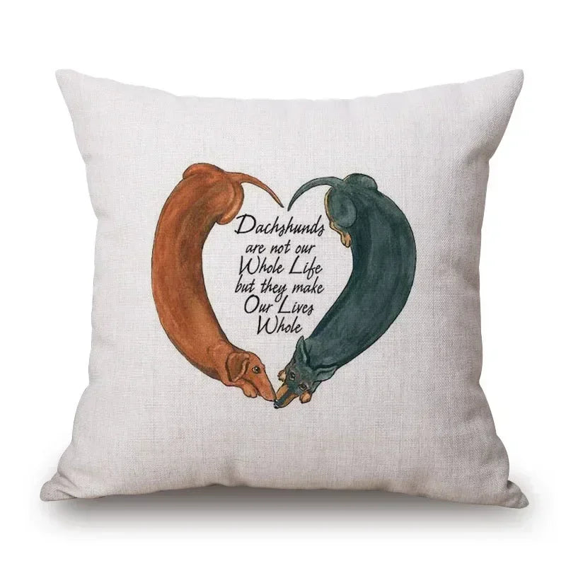 Hand Painting Dachshund Dog Posters Cushion Covers Sausage Pet Animals Pillowcase Decorative Pillows for Sofa