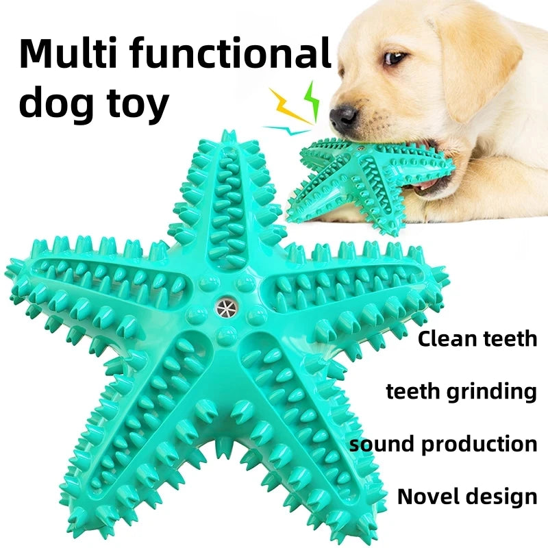 Interactive Starfish Dental Chew – Heavy-Duty Squeaky TPR Toy for Large Dogs