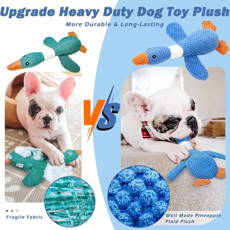 Long-Neck Honking Goose Dog Toy – Tough Pineapple-Grid Plush for Puppies & Adults