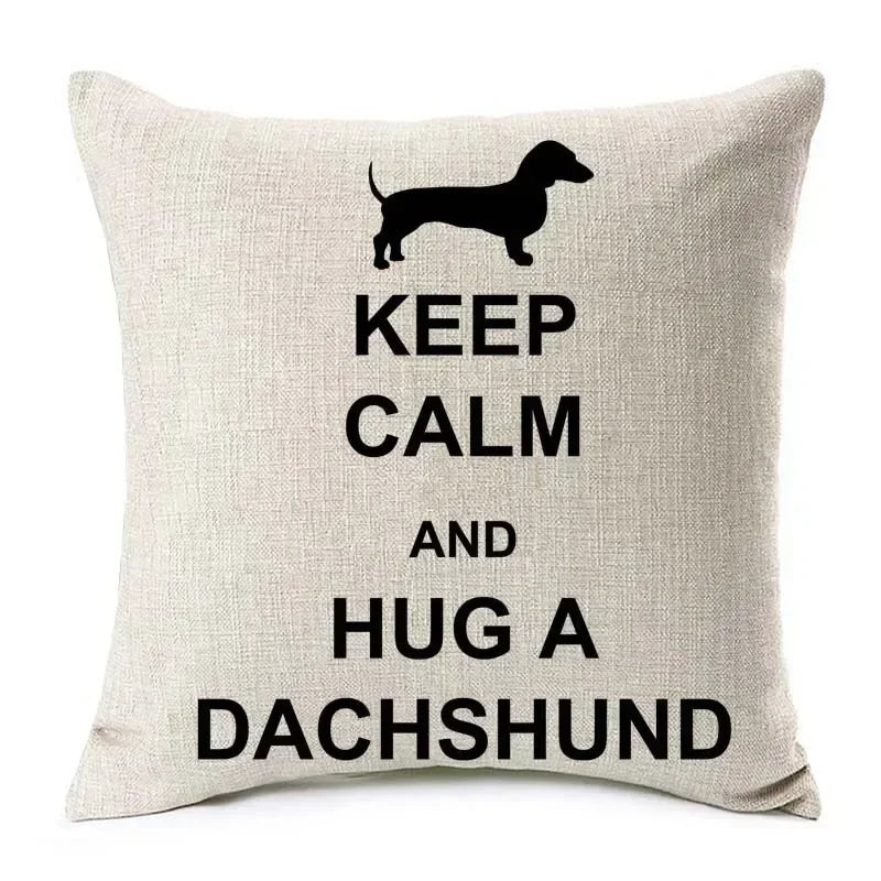 Hand Painting Dachshund Dog Posters Cushion Covers Sausage Pet Animals Pillowcase Decorative Pillows for Sofa