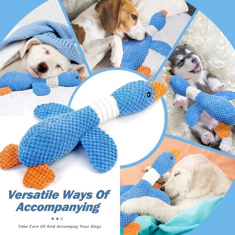 Long-Neck Honking Goose Dog Toy – Tough Pineapple-Grid Plush for Puppies & Adults
